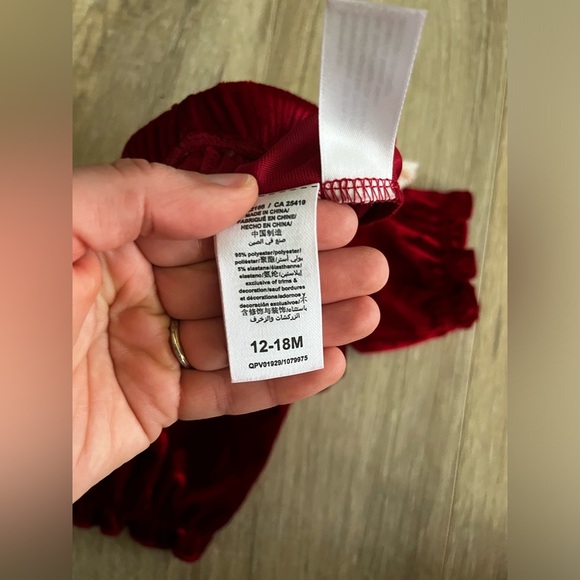 Peek Baby Red Velour Pants - Size 12-18 months - Picture 3 of 5